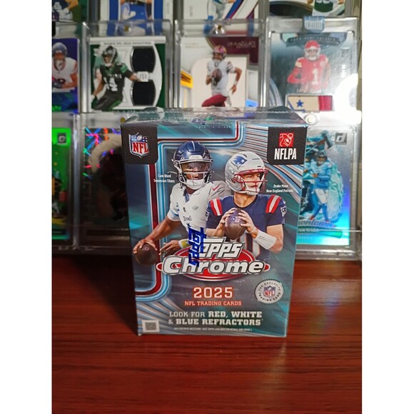 Other - Topps Chrome 2025 NFL Blaster Box – 1 Box – Red White Blue Refractors